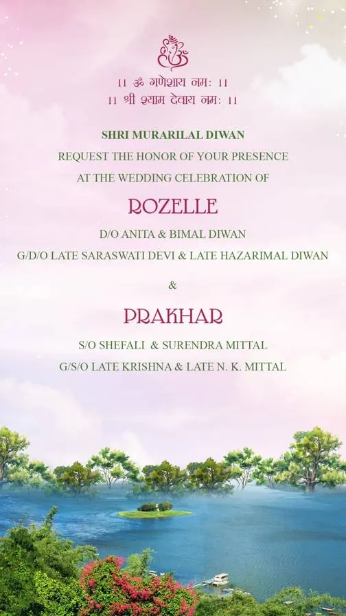 Rozelle and Prakhar wedding invite, screen 2 of 8